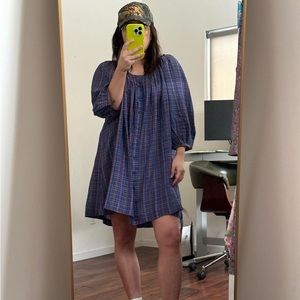 Gently worn Doen Jullien Dress - Azure French Plaid size XL